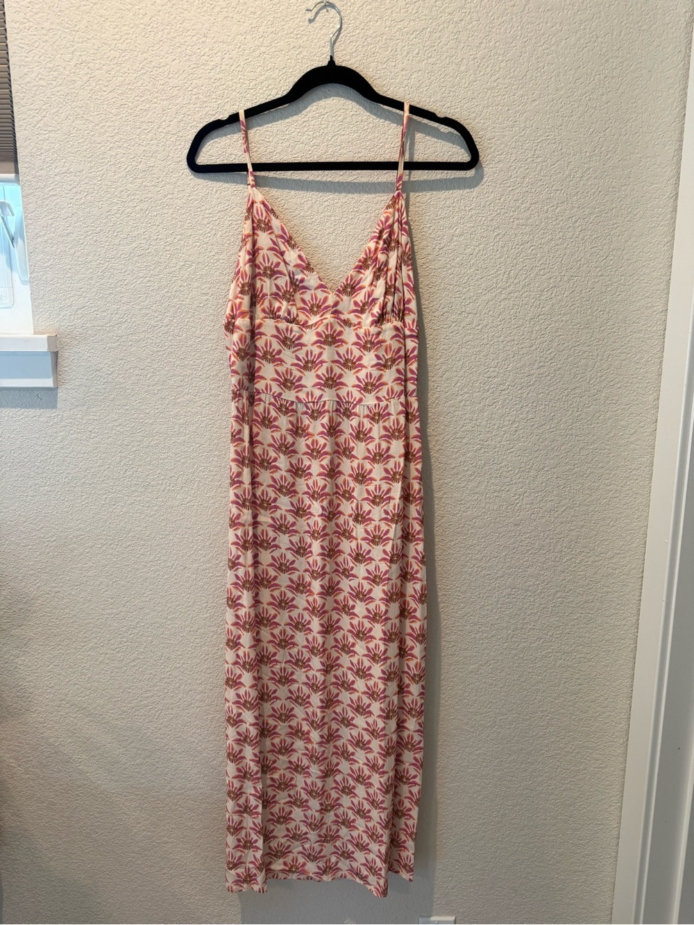 Floral Pink Slip Maxi Dress - Strappy V-Neck